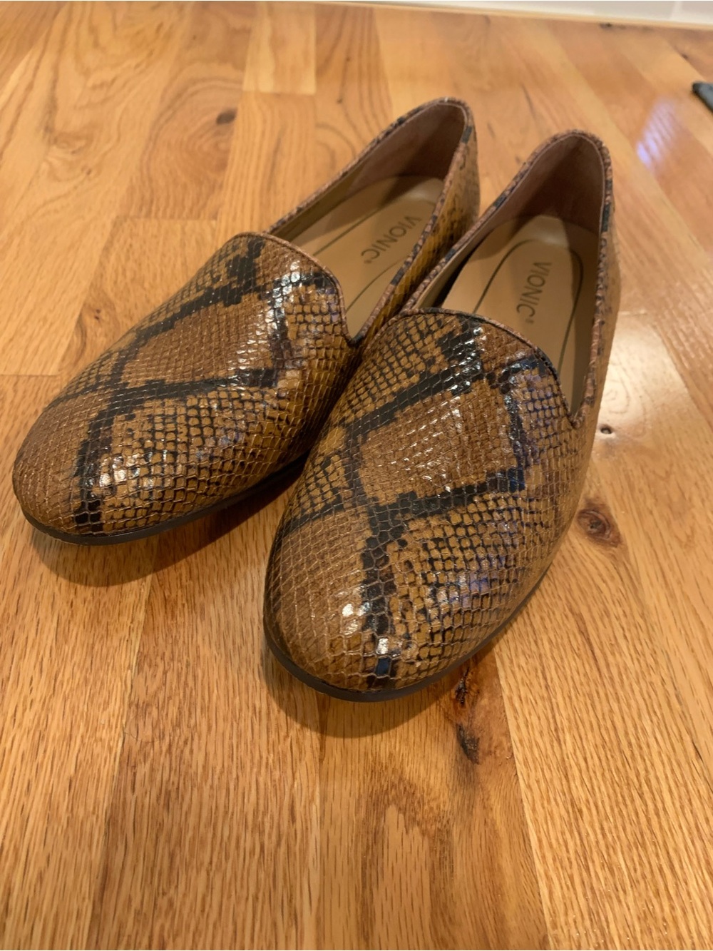 Vionic Brown Snake-Print Slip-On Loafers